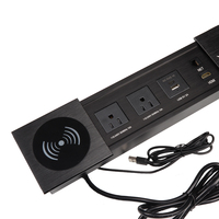 240V 12A UK Standard sans fil charge bureau couvercle coulissant prise argent alliage d'aluminium boîte 7 prises 2 prises ca utilisation de bureau