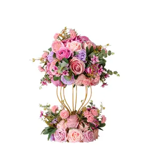 Professional Manufacturer Rose Flower Ball Pink Candle Holder Flower Ball Stands Rose Half Flower Ball Wedding Centerpieces