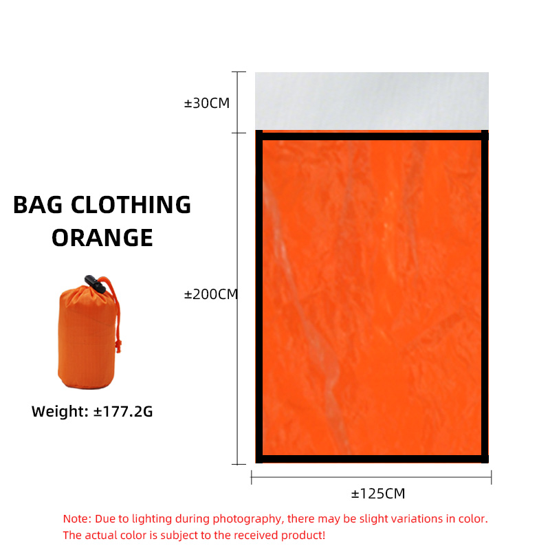 Sac de couchage orange, sac de rangement avec cordon de serrage, emballage sans sifflet