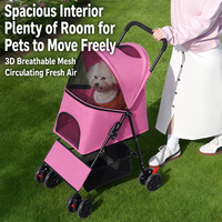Poussette pour animaux de compagnie, chien, chat, 4 roues pivotantes, double frein, maille respirante à 3 fenêtres, pliage à un clic, grand panier, OEM accepté