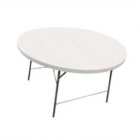 Table pliante ronde en plastique blanc robuste avec pieds en métal pour la restauration en plein air et les fêtes