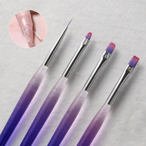 Ensemble de pinceaux pour nail art UV, plats et ronds, manche acrylique, poils en nylon, pour peinture, liner, manucure, salon, décoration des ongles - Product Image 3