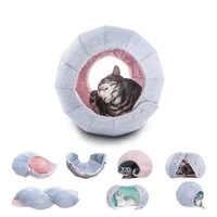 Vente en gros Style moderne interactif doux en peluche coussin semi-fermé pliable chat grotte lit Tunnel chat jouet pour animaux de compagnie pour chats d'intérieur