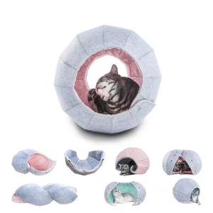 Cojín semicerrado de felpa suave interactivo de estilo moderno al por mayor, cama cueva plegable para gatos, túnel, gato, juguete para mascotas para gatos de interior - Product Image 1