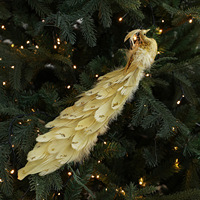 Luxuriöse Feder-Pfau Weihnachtsbaumschmuck Glitzer-Vogel Hängedekoration für Feiertage Party Heim-Dekor