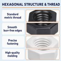 Écrous hexagonaux en nylon noir et blanc M5 M6 M8 M10 PA66, capuchons isolants métriques DIN 934 pour l'électronique et l'industrie chimique