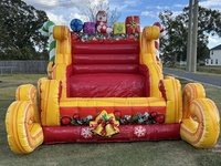 Canapé gonflable géant de Noël de qualité commerciale pour l'extérieur, traîneau du Père Noël gonflable, chaise photo pour enfants