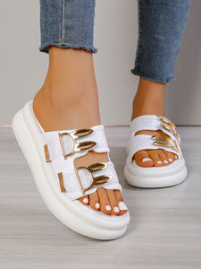 Women's Fashionable Elegant Thick-Soled Summer <b>Sandals</b> New <b>Fashion</b> Trend Open Beach Leisure for Slippers Versatile PVC - Product Image 2