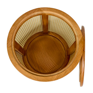 Minimalist Small <strong>Round</strong> Solid Wood Rattan <strong>Side</strong> <strong>Table</strong> Coffee <strong>Table</strong> <strong>with</strong> Internal <strong>Storage</strong> Space Organizer for Living Room Corner - Product Image 2