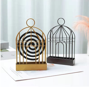 Support créatif pour spirales anti-moustiques en forme de cage à oiseaux, rétro, portable, en fer, brûleur d'encens, cadre métallique - Product Image 2