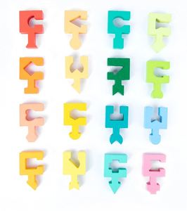 Jeu d'entraînement à la concentration coloré de 16 pièces, formes géométriques à associer, puzzles en bois créatifs pour les tout-petits - Product Image 5