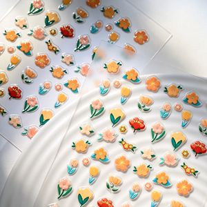 <span class=keywords><strong>Adesivi</strong></span> <span class=keywords><strong>per</strong></span> <span class=keywords><strong>Unghie</strong></span> 5D con Tulipani Arancioni in Rilievo, Decorazioni Floreali Primaverili Carine, Mini <span class=keywords><strong>Adesivi</strong></span> Autoadesivi con Fiori di Pesco Gialli - Product Image 4