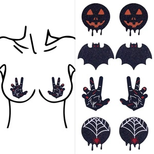 Vente en gros chaude noir paillettes jetables mamelon Pasties filles Sexy poitrine pétales sans couture tatouages intimes pour Halloween - Product Image 1