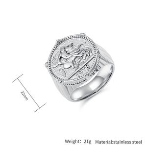 Bague des Templiers en acier inoxydable plaqué <span class=keywords><strong>or</strong></span> 18 carats, style médiéval, personnalisable, <span class=keywords><strong>bijoux</strong></span> de croisé pour homme avec gravure symbolique - Product Image 5