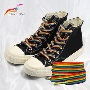 Lacets de chaussures plats imprimés multicolores avec impression colorée Lacets de chaussures fantaisie arc-en-ciel - Product Image 1