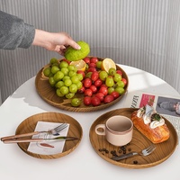 Assiette en plastique multifonctionnelle de style Japandi, motif géométrique, 4 tailles, légère et empilable, pour table basse ou mariage, vente en gros