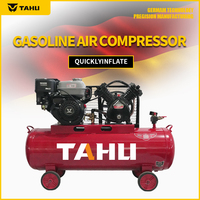 Compresseur d'air à essence 7HP 100L, compresseur portable industriel à entraînement par courroie pour la construction mobile et l'exploitation minière