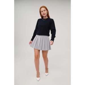 Pull col rond bleu marine pour femme, manches classiques, tricot uni, coupe classique, mélange de laine doux, haut chaud pour l'hiver - Product Image 3