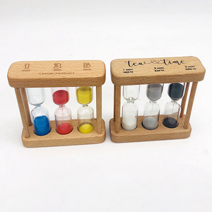 1/3/5 phút bằng gỗ Cát Thủy Tinh đồng hồ cát 3 5 7 phút 3 trong 1 gỗ trà cát hẹn giờ - Product Image 6