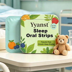 Tiras Orales Disolubles para Dormir, para un Descanso Reparador, con Lindo Estampado de Frutas, en Lata Metálica Verde Claro, 30 Sobres, Venta al Por Mayor OEM - Product Image 3