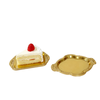 Plateau à dessert de luxe JS-601 en or pour mariage, fête d'anniversaire, plateau en plastique jetable pour mini-gâteaux triangulaires, pour pâtisserie, gâteau de lune