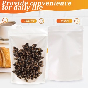 Sac en <span class=keywords><strong>papier</strong></span> kraft blanc en gros, fermeture éclair debout, emballage écologique, emballage alimentaire de qualité alimentaire, sachet debout avec fenêtre - Product Image 4