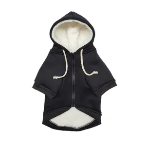 BOKHOUSE Quần Áo Thú Cưng Vải Cho Chó Nặng Bằng Cotton Trơn Cỡ Lớn Cho Mèo Áo Hoodie Có Khóa Kéo Dày Màu Đen