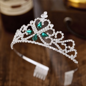 <span class=keywords><strong>Couronne</strong></span> de fête de mariage en alliage de zinc plaqué argent avec cristaux en strass pour femmes Accessoires de cheveux de mariée - Product Image 3
