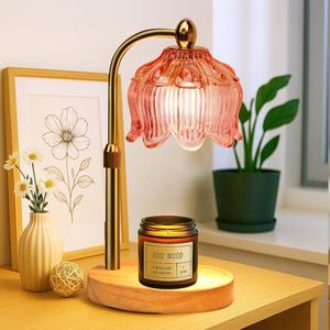 مصباح شمعة زجاجي عصري لطاولة المطعم قابل لتعديل الارتفاع مع مؤقت وخافت للإضاءة - Product Image 1