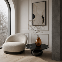 Table basse moderne pour salon, luxueuse, peinte à la main, motif floral, acier noir brillant