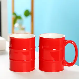 Caneca de cerveja em forma de barril de óleo para café, caneca de cerâmica para forno, grande capacidade, com 55 galões, caneca de água e gasolina, ideal para venda