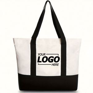 Bolsa de Playa de Lona Personalizada con Monograma de Dibujos Animados Clásicos, Impresa en Serigrafía, para Mujer, Regalo Personalizado con Iniciales para el Verano - Product Image 1