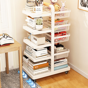 Double Black Metal Kids Modern Rotating Toy Organizer with Book Nook Display Tree <strong>Shelf</strong> <strong>Insert</strong> for Home Bookcase Storage Basket - Product Image 1