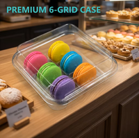 Boîte à dessert carrée transparente à 6 compartiments en plastique de qualité alimentaire PET pour la présentation de mini macarons assortis en cadeau