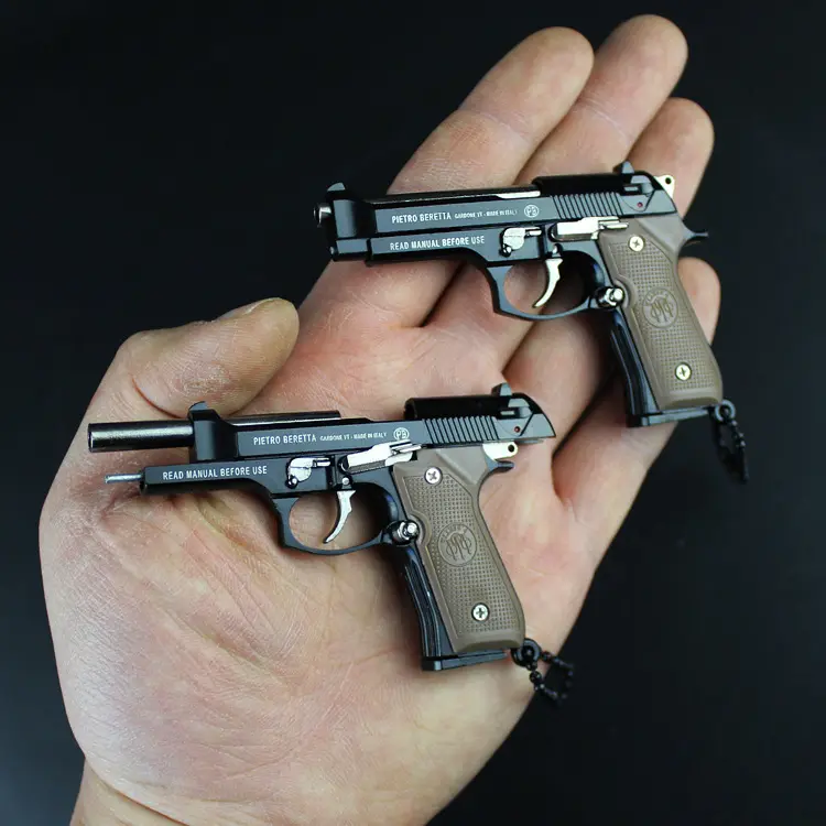 mini toy gun 92F weapons handgun glock 3d metal mini pistol gun keychain key chain keyring llavero con pistola de pintar