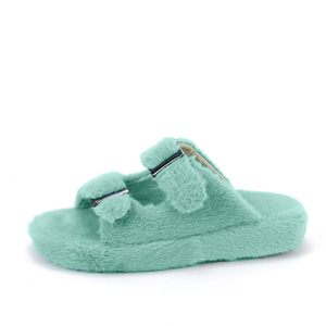 Personalizzato inverno caldo Fuzzy fibbia regolabile casa Vegan pelliccia diapositive imitato pelliccia di <span class=keywords><strong>visone</strong></span> pantofole per le donne - Product Image 3