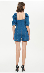 Monos de Jean con manga abombada para <span class=keywords><strong>mujer</strong></span>, pantalones cortos, ropa de <span class=keywords><strong>mujer</strong></span>, pantalones <span class=keywords><strong>vaqueros</strong></span>, ropa de tela vaquera, traje de gato con manga de burbuja - Product Image 6