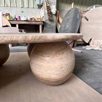 Table basse en onyx blanc persan sur mesure avec base à 3 sphères, table centrale ronde en marbre pour salon