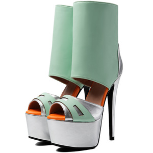 Sandálias de Verão Tamanho Grande 47 com Salto Alto e Bico Aberto, Botas Curtas com Zíper Lateral e Plataforma para Mulheres - Product Image 2