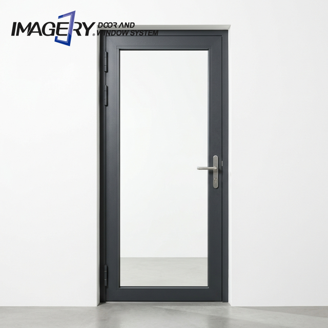 Custom Tempered Glass Aluminum Casement Door CE Certified Sturdy Soundproof Heat Insulation for Bathroom Apartment