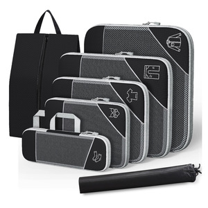 Cubos de embalaje de poliéster y nailon a la moda, organizador de equipaje de viaje impermeable con logotipo personalizado, tipo de cierre de cremallera - Product Image 1