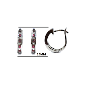 Oem Jewellery Vintage Wedding Gift Reliable High Quality 18k Solid <b>White</b> Gold Ruby Hoop Earrings for Women - Product Image 2