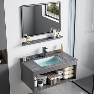 Luxueux moderne laque mural en aluminium lavabo armoire miroir intelligent bassin en céramique conception étanche hôtel salle de bain 5 - Product Image 3