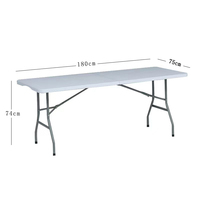 180cm 6ft Portable Table À Manger Pliante En Aluminium Poignée Design Moderne pour Intérieur En Plein Air Pique-Nique Plage Camping Gym Utilisation