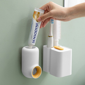 Toothpaste Dispenser Wall Mounted Squeezer Round Blue Easy To Clean Household Bathroom Toothpaste Holder - Product Image 4