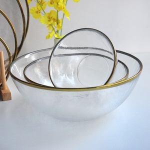 Plato de cena con borde dorado transparente y Bol para ensalada de frutas juego vajilla en vidrio decorativo para boda en <span class=keywords><strong>casa</strong></span> - Product Image 4