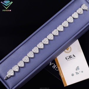 Trendy Heart Style Cuban <b>Bracelet</b> Fine Jewelry S925 Sterling Silver Hip Hop <b>Bracelet</b> VVS Moissanite Iced Out Cuban <b>Bracelet</b> - Product Image 2