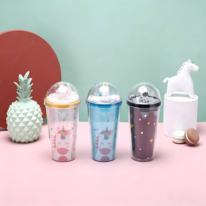 Vaso de plástico de 16 oz con diseño de dibujos animados, doble pared, para hielo picado, portátil, para ver televisión, ideal para el verano, venta al por mayor. - Product Image 2