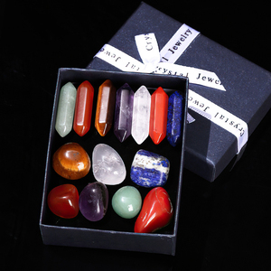 بالجملة 7 Chakra حجر الكريستال نقطة مجموعة أحجار طبيعية سداسية فسداسية الإنهاء في صندوق هدايا - Product Image 4