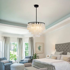 Iron frame E12 <b>light</b> source round <b>shell</b> decorative chandelier - Product Image 4